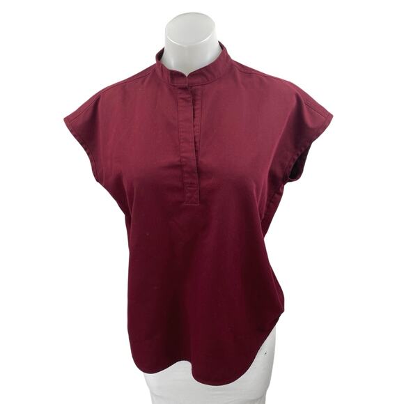 FIGS Rafaela Women's Maroon Mandarin Collar Short Sleeve Medical Scrub Top Sz XS - Picture 1 of 4